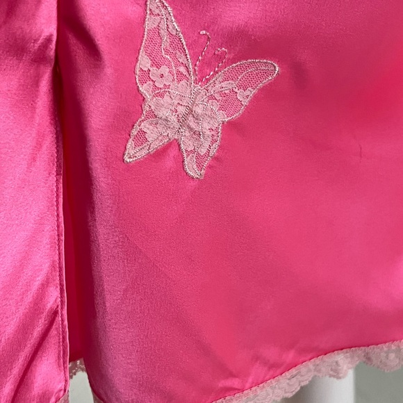 Betsey Johnson Fuchsia Satin Chemise with Lace - Picture 10 of 16